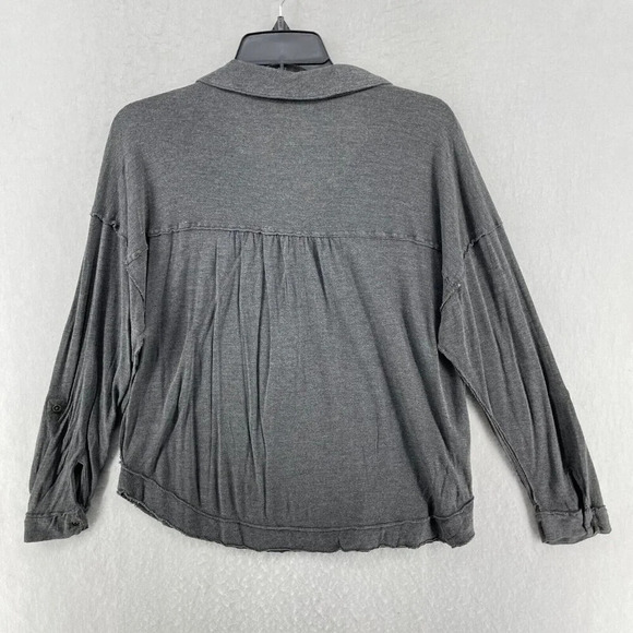 Pilcro Anthropologie Cooper Draped Henley Top Womens S Gray Charcoal Pullover - Picture 3 of 12